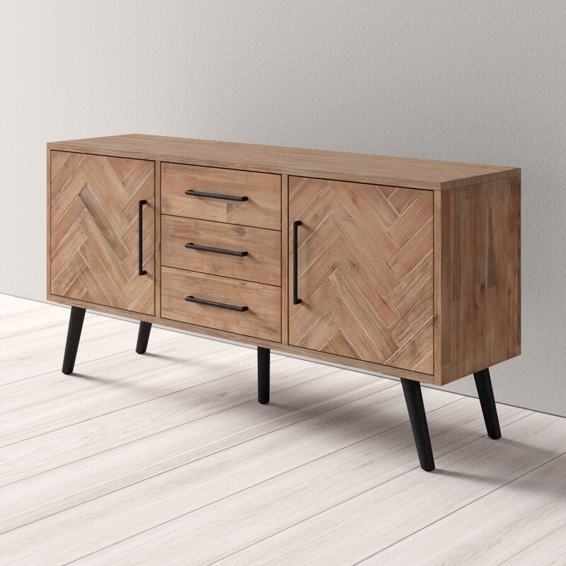 Modern 2 door sideboard - Natural Acacia wood finish - NIPL10088