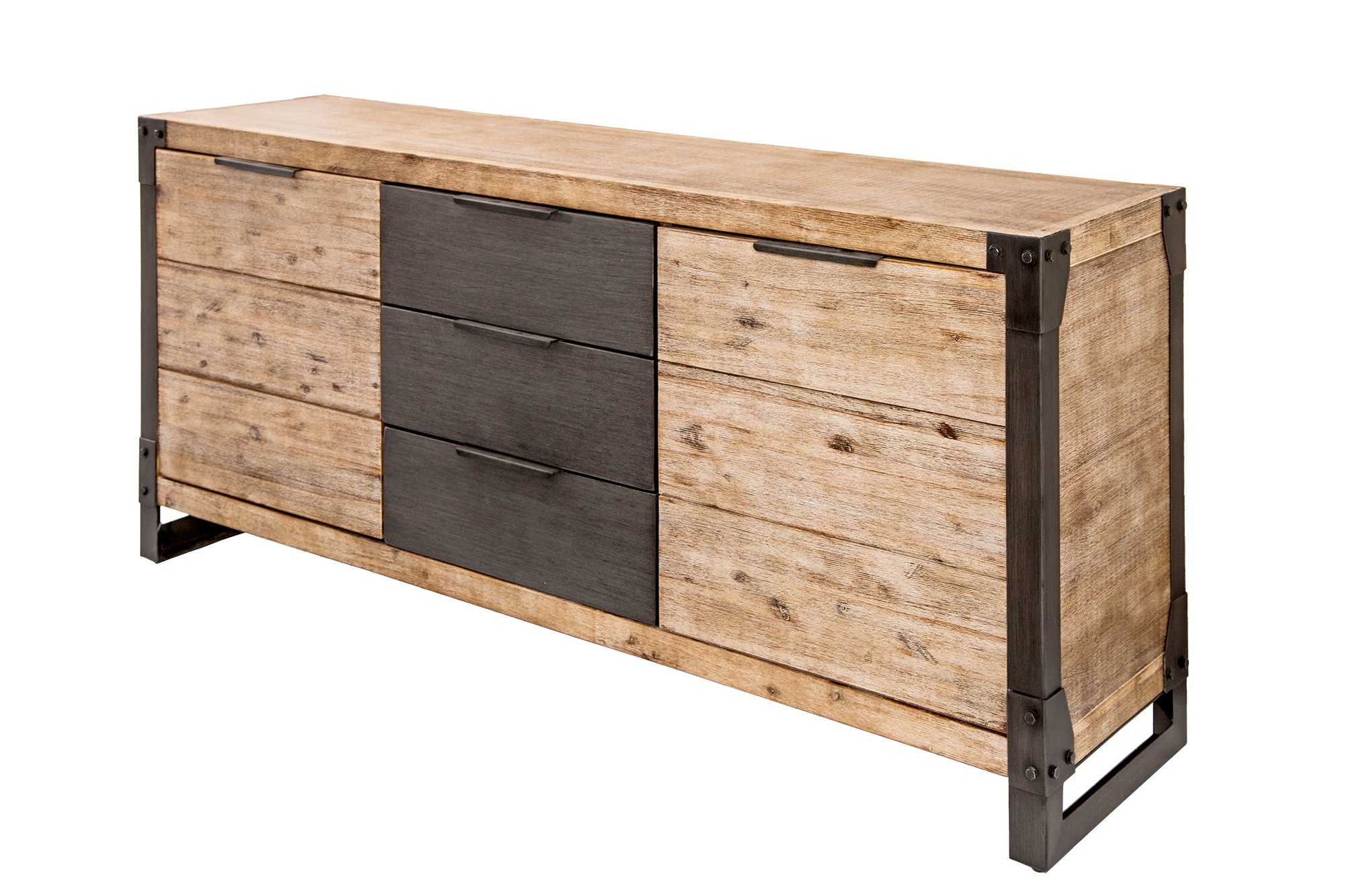 Industrial Metal & wood sideboard Natural wood