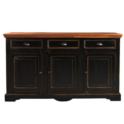 Black Distressed Mango Sideboard Black - Size 150X40X90 cms - NIPL10125