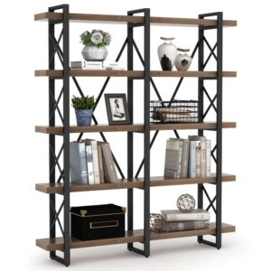 Industrial Bookshelf Storage Walnut Brown