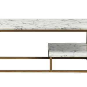 Marble top coffee tables with high shelf White Marble